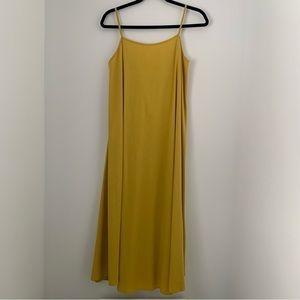 Molly Bracken Mustard Yellow Cotton Trapeze Midi Dress